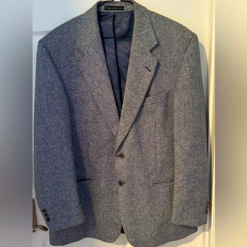 Hyde Park Wool tweed British gray office blazer classic unisex street rare 46R